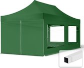 3x6m easy up partytent vouwtent  4 zijwanden (met panoramavensters) paviljoen PES300 stalen frame groen