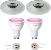 Pragmi Nora Pro - Inbouw Rond - Mat Wit - Ø82mm - Philips Hue - LED Spot Set GU10 - White and Color Ambiance - Bluetooth - BES LED