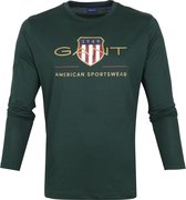 Gant - Longsleeve T-Shirt Archive Shield Donkergroen - XL - Regular-fit