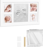 Navaris handafdruk en voetafdruk kit - Set met frame en klei om hand- en voetafdrukken van pasgeboren baby's te gieten - Bevat 1 afdruk en 4 foto's