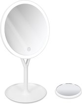 Navaris make-up spiegel met verlichting - Inclusief kleinere handspiegel met 5x vergroting - LED-verlichting met dim-functie - Wit