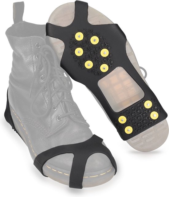 Navaris spikes voor schoenen - Silicone schoen spikes met 10 metalen noppen - sneeuw ijs wandelen sport - schoen klauwen voor vrouwen mannen kinderen