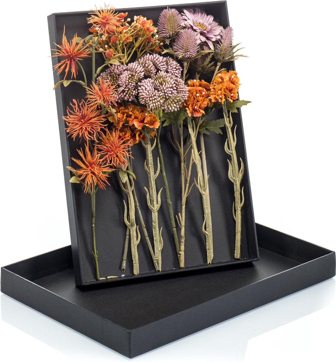 Cadeauset met bloemen oranje/paars