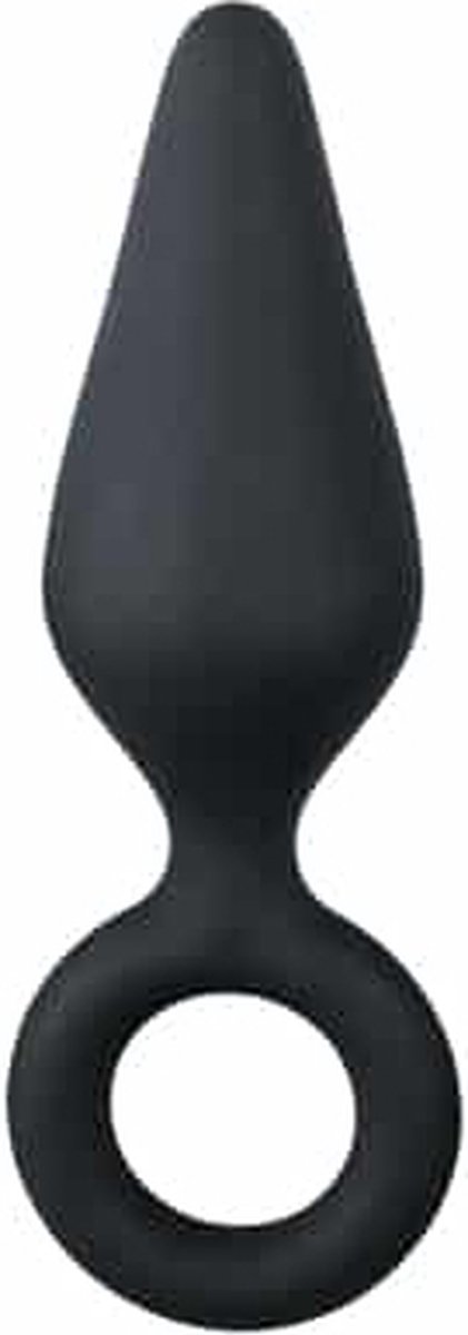 Goedkoopste Zwarte buttplug met trekring - small