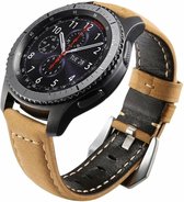 Leren Bandje Voor de Samsung Gear S3 / Galaxy watch 46mm SM-R800 - Leren Armband / Polsband / zilveren sluiting / Camel