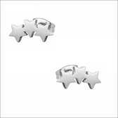 Aramat jewels ® - Zweerknopjes oorbellen 3 sterren zilverkleurig chirurgisch staal 10mm x 5mm