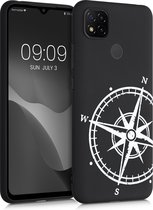 kwmobile telefoonhoesje compatibel met Xiaomi Redmi 9C - Hoesje voor smartphone in wit / zwart - Vintage Kompas design