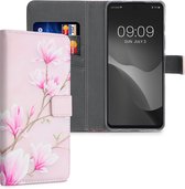 kwmobile telefoonhoesje voor Motorola Moto G60S - Hoesje met pasjeshouder in poederroze / wit / oudroze - Magnolia design