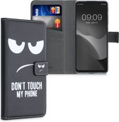 kwmobile telefoonhoesje voor Motorola Moto G51 5G - Hoesje met pasjeshouder in wit / zwart - Don't Touch My Phone design