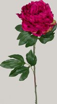 Kunstbloem - set van 2 - Pioenroos - decoratieve tak -  72 cm - fuchsia cerise