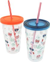 Kangaro Drinkbeker Palms&Pizza Fun met Rietje en Cheetah Assorti