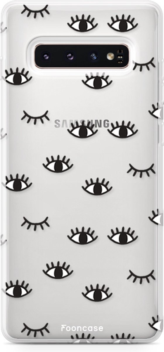 Fooncase Hoesje Geschikt voor Samsung Galaxy S10 Plus - Shockproof Case - Back Cover / Soft Case - Eyes / Ogen