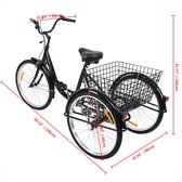 Tricycle-24'' volwassen wiel-single speed driewieler-shopping fiets met mand