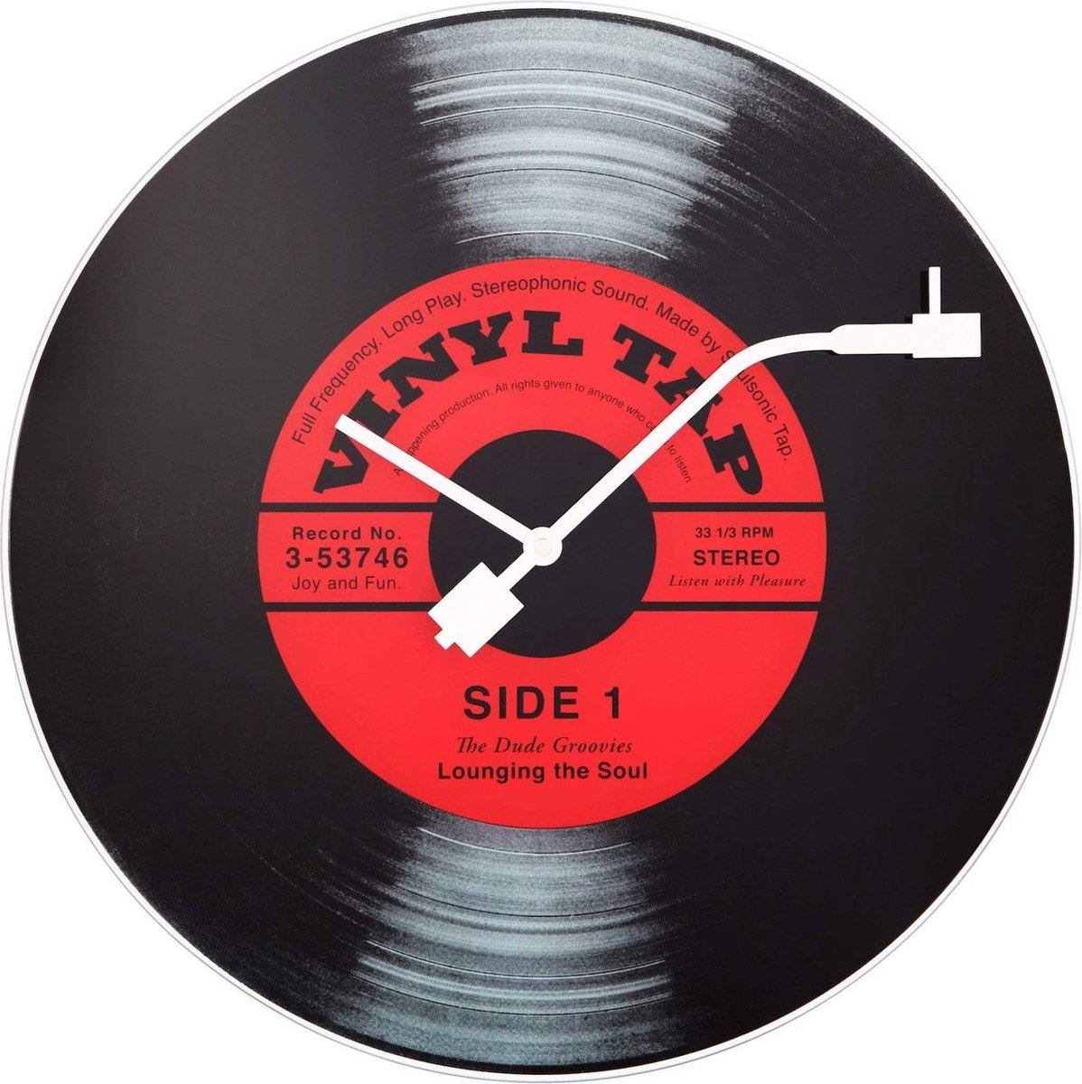 NeXtime Vinyl Tap – Stille Wandklok – 43 cm – Glas – Zwart