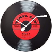 NeXtime - Stille Wandklok-  43 cm- Glas - Zwart- 'Vinyl Tap'
