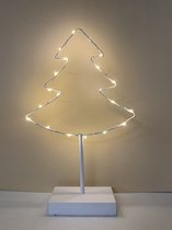 LED Kerstboom van metaal - wit - warm witte verlichting - 38x23x2.5 cm - Kerstverlichting - Decoratie verlichting