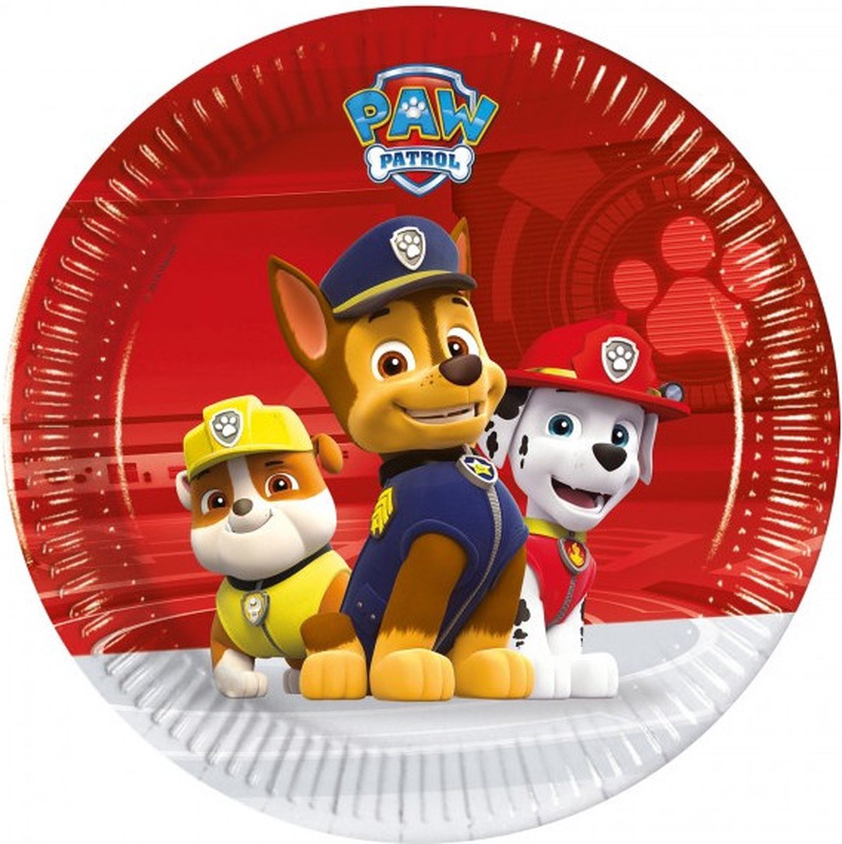 Feestborden - Paw Patrol - Papier - Rood - Ø 23 cm - 8 Stuks