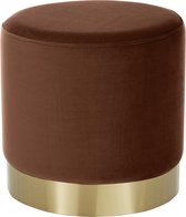Fluwelen poef Orchid in bruin met goedkleurige boord