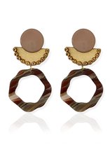 Zatthu Jewelry - N21AW381 - Hira bruine oorbellen met resin
