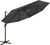 vidaXL Parasol 4-laags met aluminium paal 3x3 m antracietkleurig