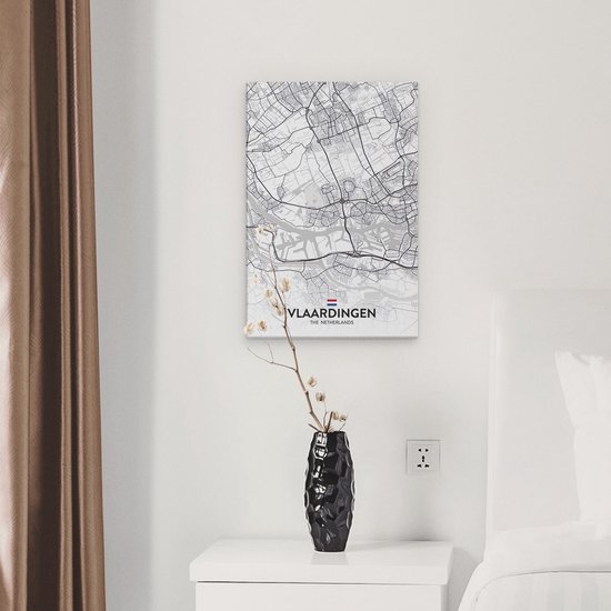 Artaza - Peinture sur Canevas - Carte de ville Vlaardingen en blanc - 20x30 - Petit - Photo sur Toile - Impression sur Toile