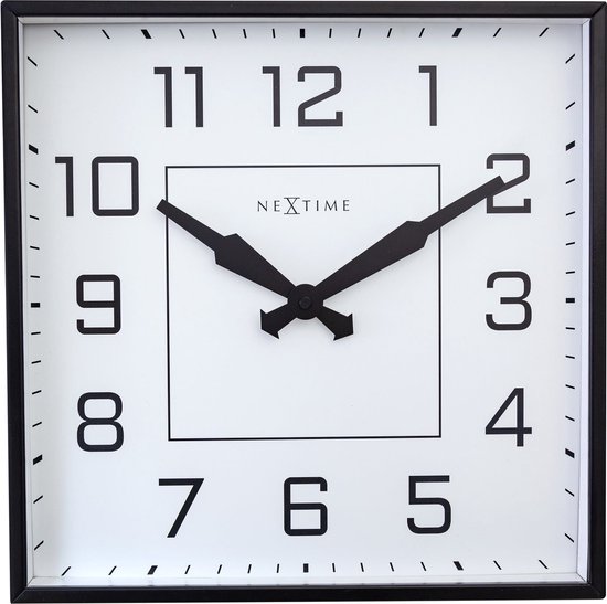 Horloge carrée - 35x35cm - Horloge murale silencieuse - Wit - NeXtime Be Square