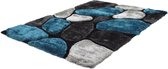 OZAIA Shaggy tapijt PIETRA turquoise en grijs - polyester - 160 x 230 cm L 230 cm x H 4 cm x D 160 cm