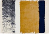 Tapijt CAMDEN - Polyester - 160 x 230 cm - Mosterdkleur, marineblauw, grijs