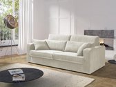 3-zitsbank MONDOVI van ribfluweel - Beige L 217 cm x H 90 cm x D 103 cm