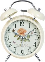 Wekker Analoog Ø 12*15 cm Beige Metaal, Glas Rond Wekker Analoge Wekker Mechanische Wekker