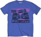 Sex Pistols Heren Tshirt -S- Pretty Vacant Coaches Blauw