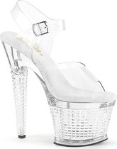 Pleaser Sandaal met enkelband, Paaldans schoenen -40 Shoes- SPECTATOR-708 US 10 Transparant/Wit