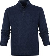Suitable - Lamswol Mocker Pull Donkerblauw - Heren - M - Modern-fit - Mannen trui van Wol