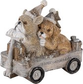 Kerstdecoratie Beeld Honden 10*6*9 cm Grijs, Beige, Wit Kunststof Decoratief Figuur Decoratieve Accessoires Kerstdecoratie voor Binnen