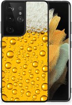 Silicone Back Cover Geschikt voor Samsung Galaxy S21 Ultra Telefoonhoesje met Zwarte rand Bier