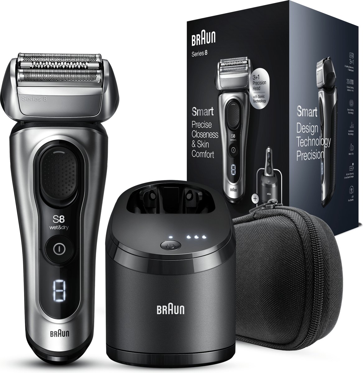Braun Series 8 8457cc Wet&Dry Scheerapparaat met scheerblad Trimmer Zwart Grijs