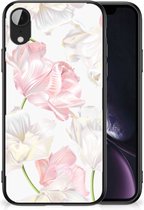 Back Case TPU Siliconen Hoesje Geschikt voor iPhone XR GSM Hoesje met Zwarte rand Mooie Bloemen