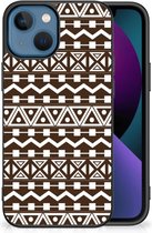 Telefoon Hoesje Geschikt voor iPhone 13 Leuk TPU Backcase met Zwarte rand Aztec Brown