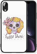 GSM Hoesje Geschikt voor iPhone XR Siliconen Hoesje met Zwarte rand Boho Skull