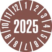 Keuringssticker met heel jaartal, boekje 25 mm - 105 per boekje 2025