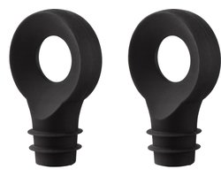 Vacu Vin Bottle Stoppers, zwart | Set van 2