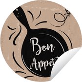 Tuincirkel Een illustratie van een koekenpan met Bon Appetit - 90x90 cm - Ronde Tuinposter - Buiten