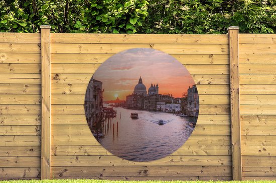 Garden Circle Boat - Water - Soleil - Venetië - 150x150 cm - Affiche de Jardin Ronde - Extérieur