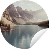 Tuincirkel Het Canadese Moraine Lake met de vallei nabij Lake Louise - 120x120 cm - Ronde Tuinposter - Buiten XXL / Groot formaat!