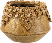 Flowerpot flower round ceramic ochre large