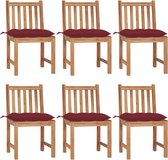 Decoways - Tuinstoelen 6 stuks met kussens massief teakhout