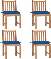Decoways - Tuinstoelen 4 stuks met kussens massief teakhout