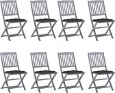 Decoways - Tuinstoelen 8 st inklapbaar met kussens massief acaciahout
