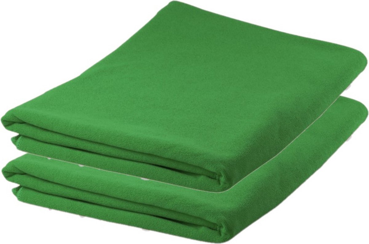 4x stuks Groene badhanddoeken microvezel 150 x 75 cm - ultra absorberend - super zacht - handdoeken