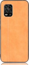 Xiaomi Mi 10 Lite Hoesje - Mobigear - Stitch Serie - Kunstlederen Backcover - Oranje - Hoesje Geschikt Voor Xiaomi Mi 10 Lite